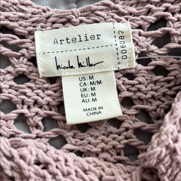 Nicole Miller Pink Cropped Cardigan with Open-Knit Design - Picture 11 of 14